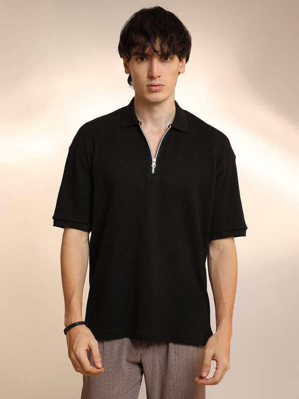 Micro-Waffle Polo T-Shirt