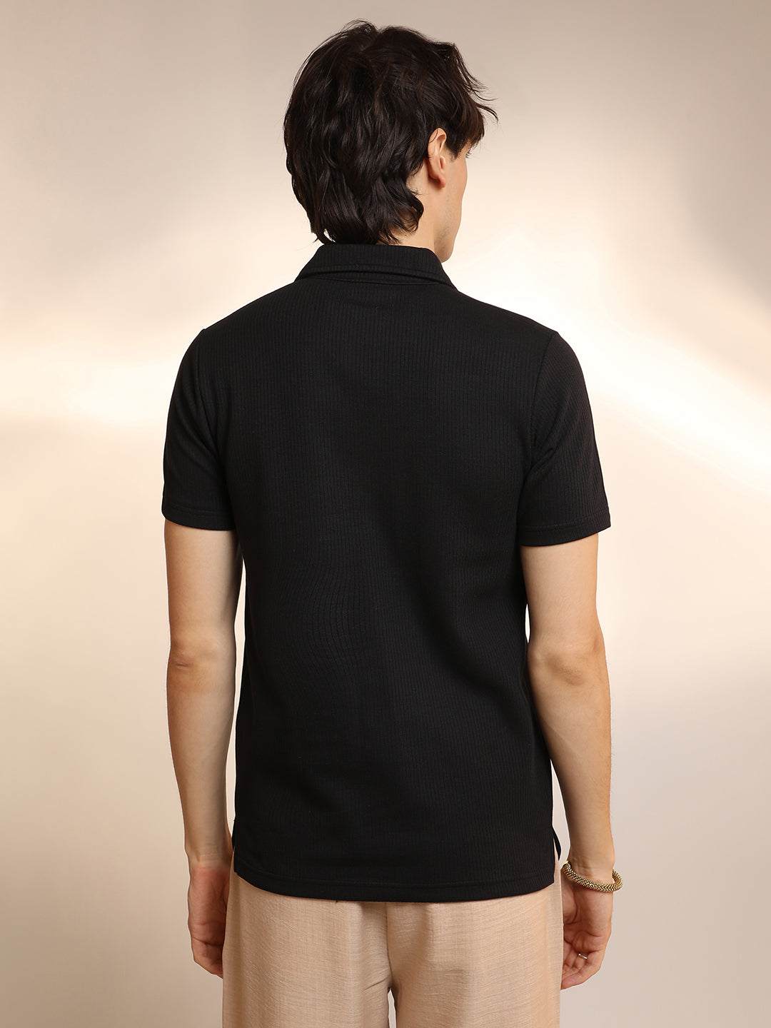 Ribbed Polo T-Shirt