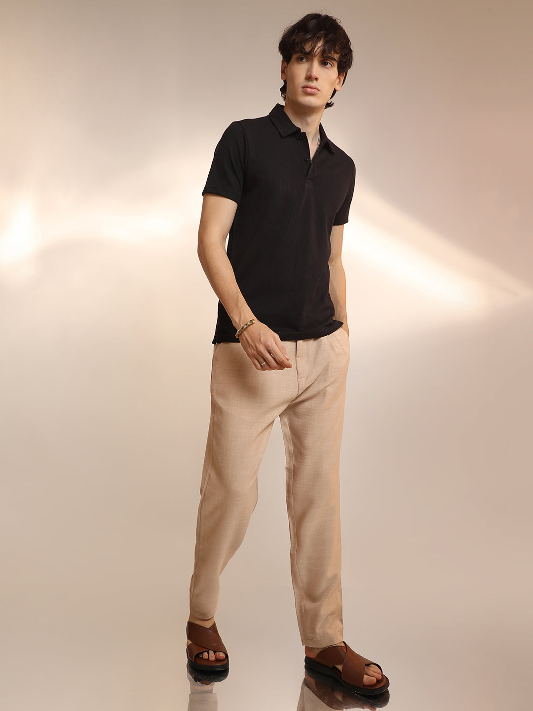 Ribbed Polo T-Shirt