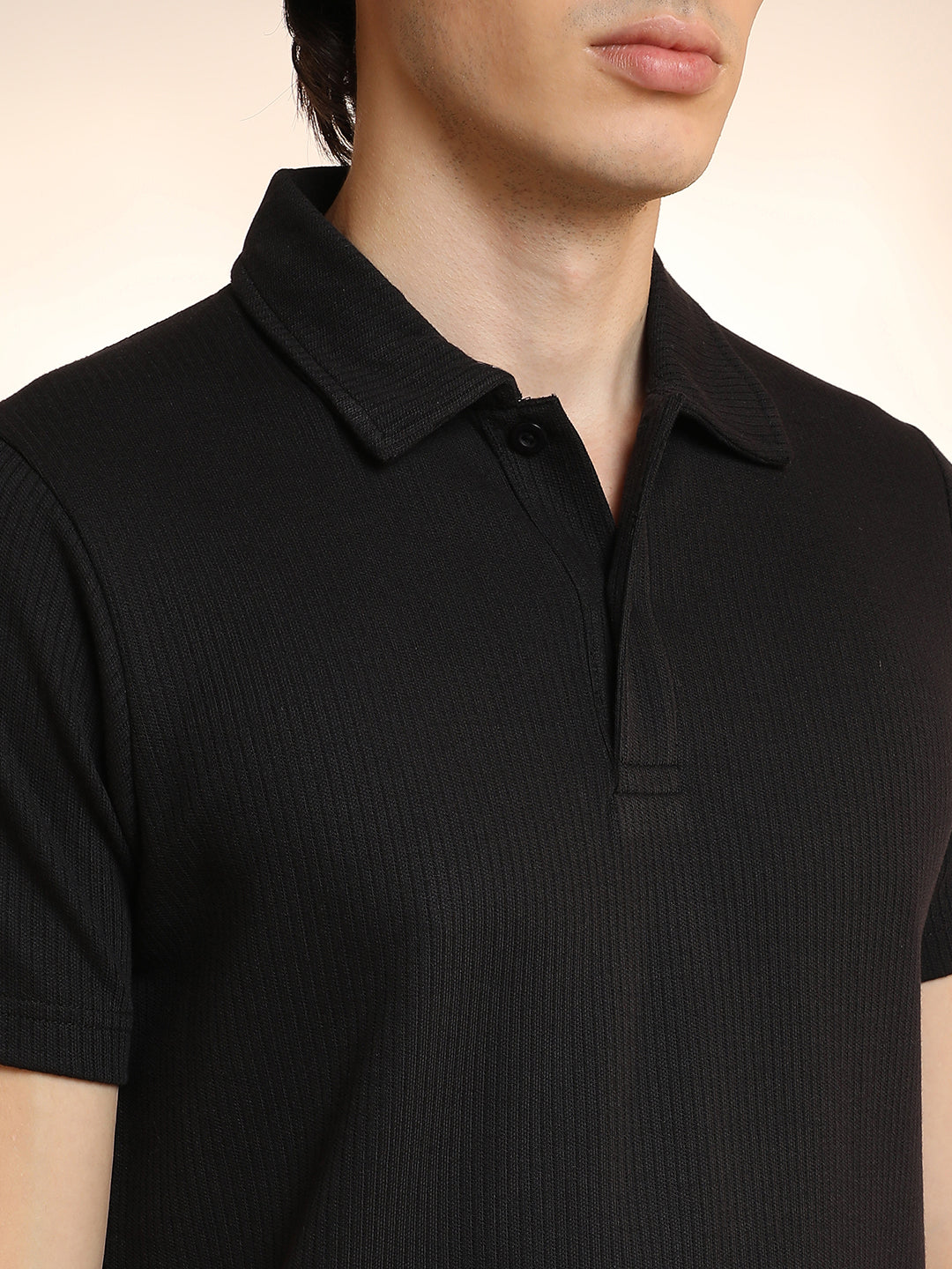 Ribbed Polo T-Shirt