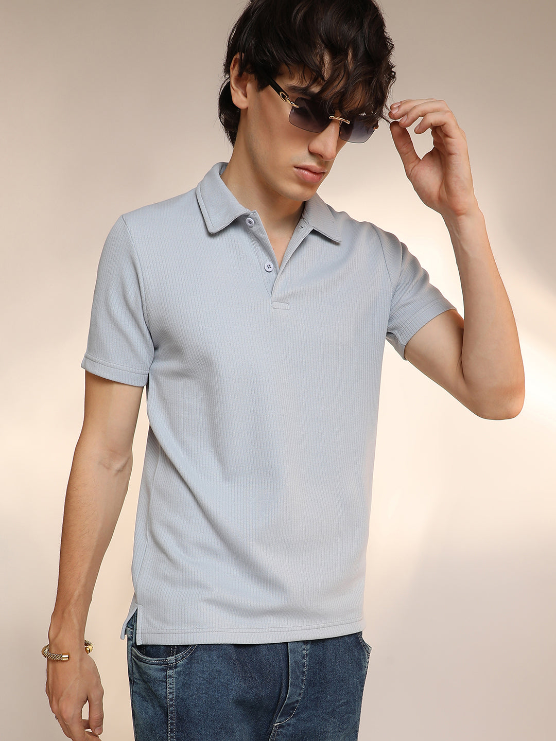 Ribbed Polo T-Shirt