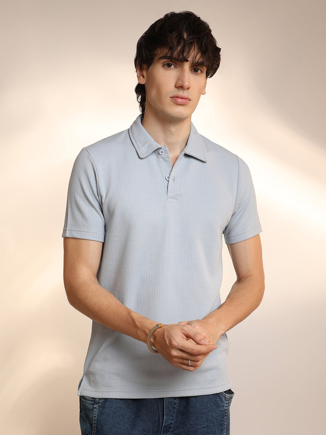 Ribbed Polo T-Shirt