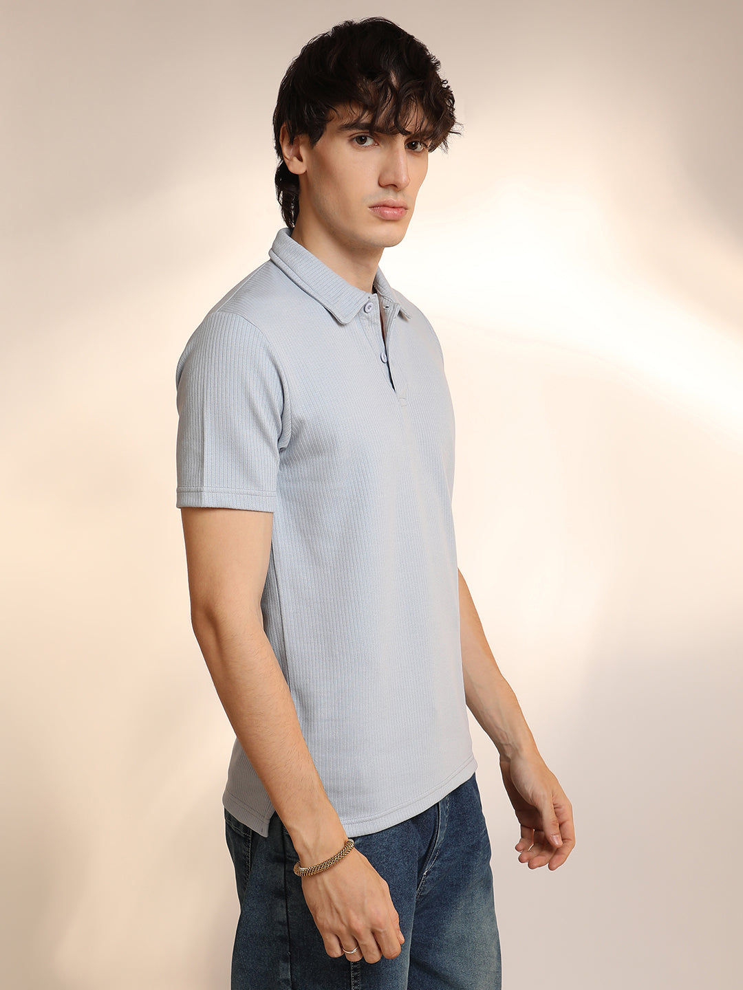 Ribbed Polo T-Shirt