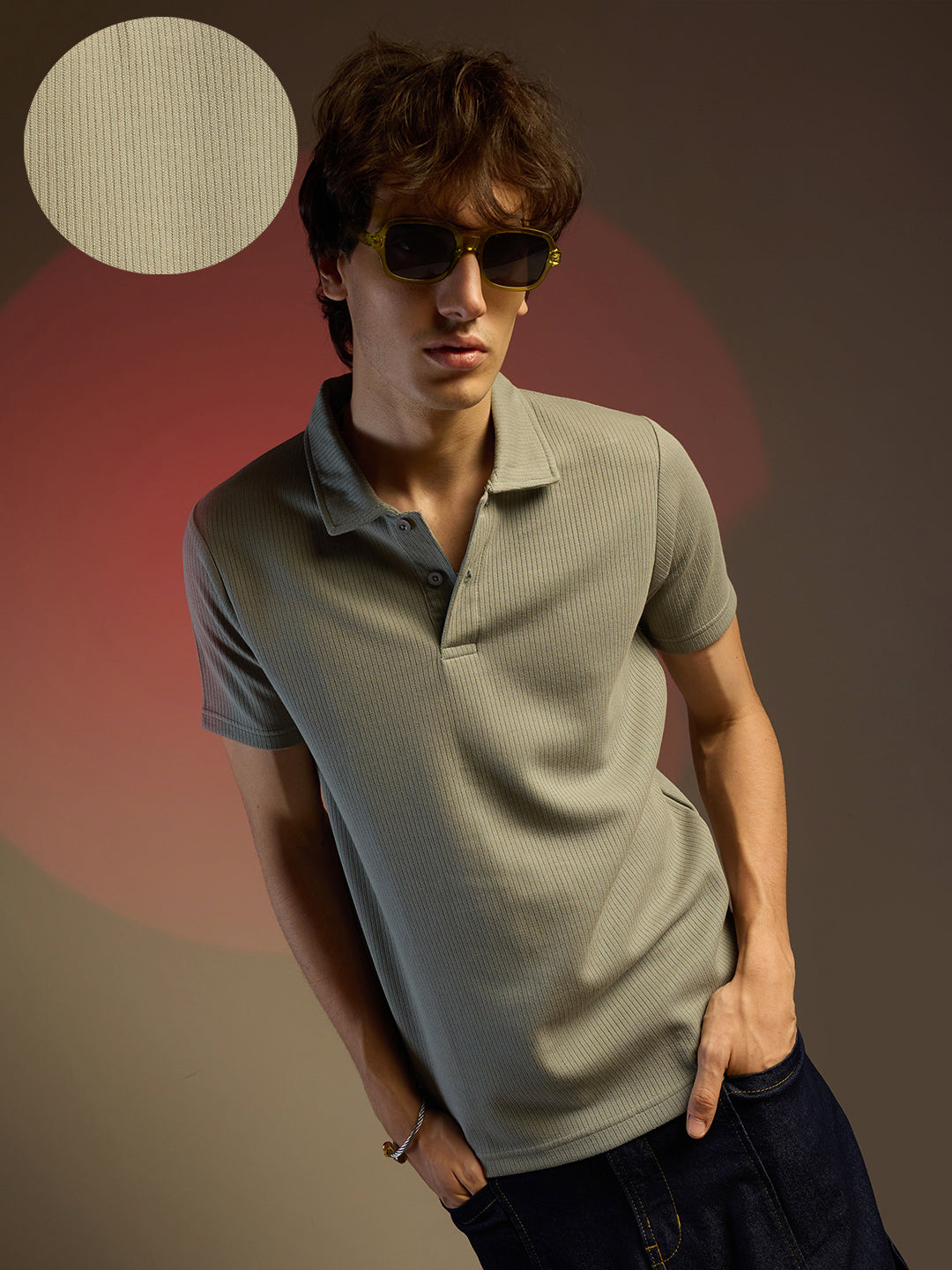 Ribbed Polo T-Shirt