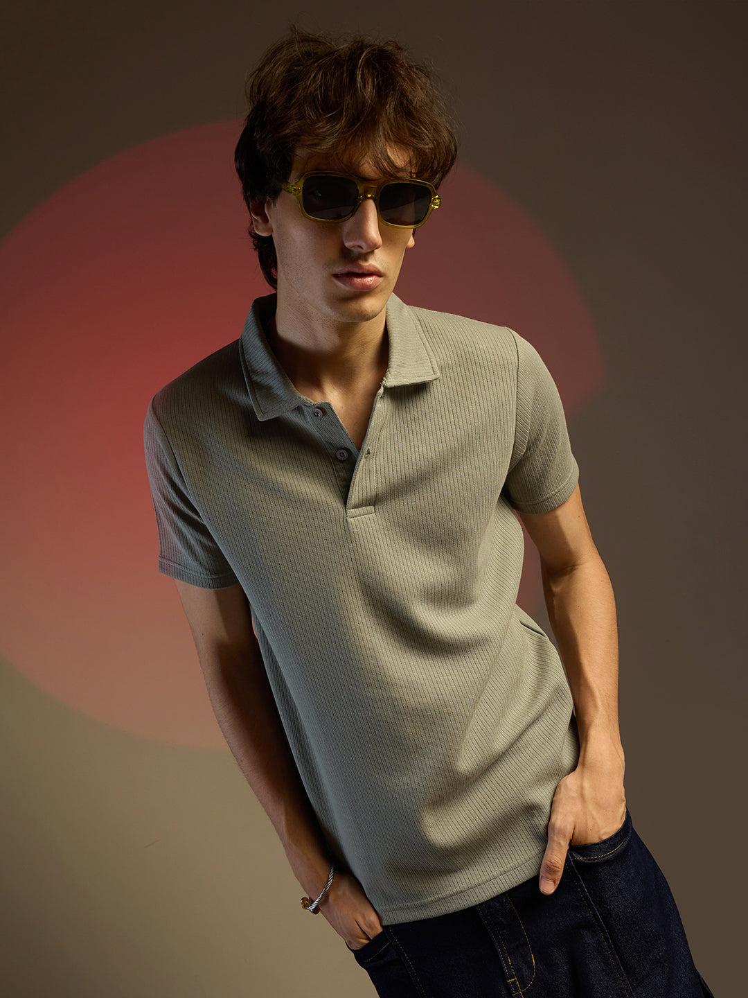 Ribbed Polo T-Shirt