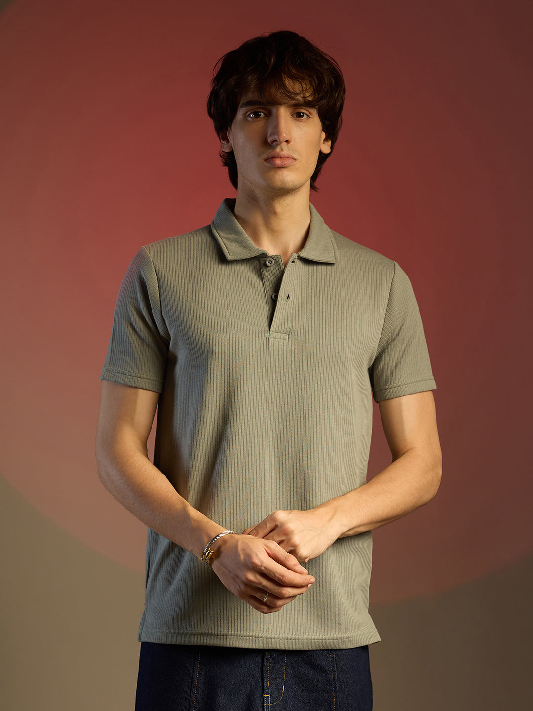 Ribbed Polo T-Shirt