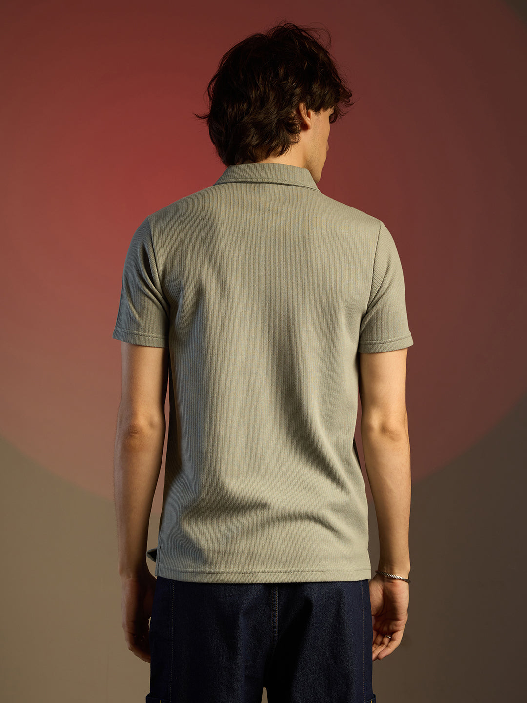 Ribbed Polo T-Shirt