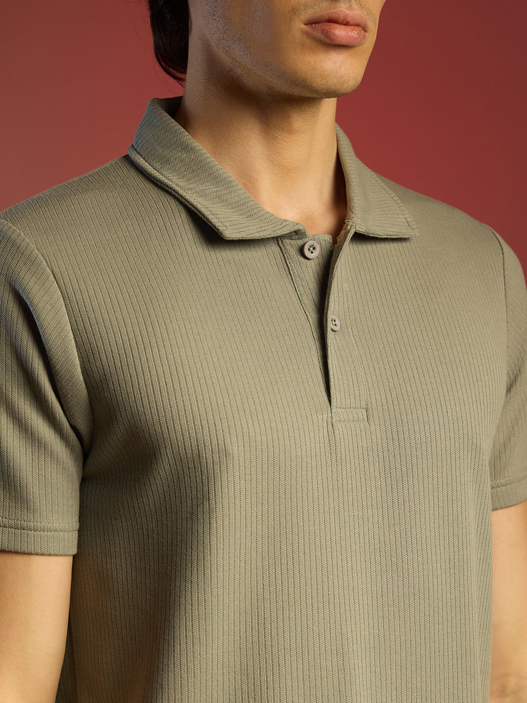 Ribbed Polo T-Shirt