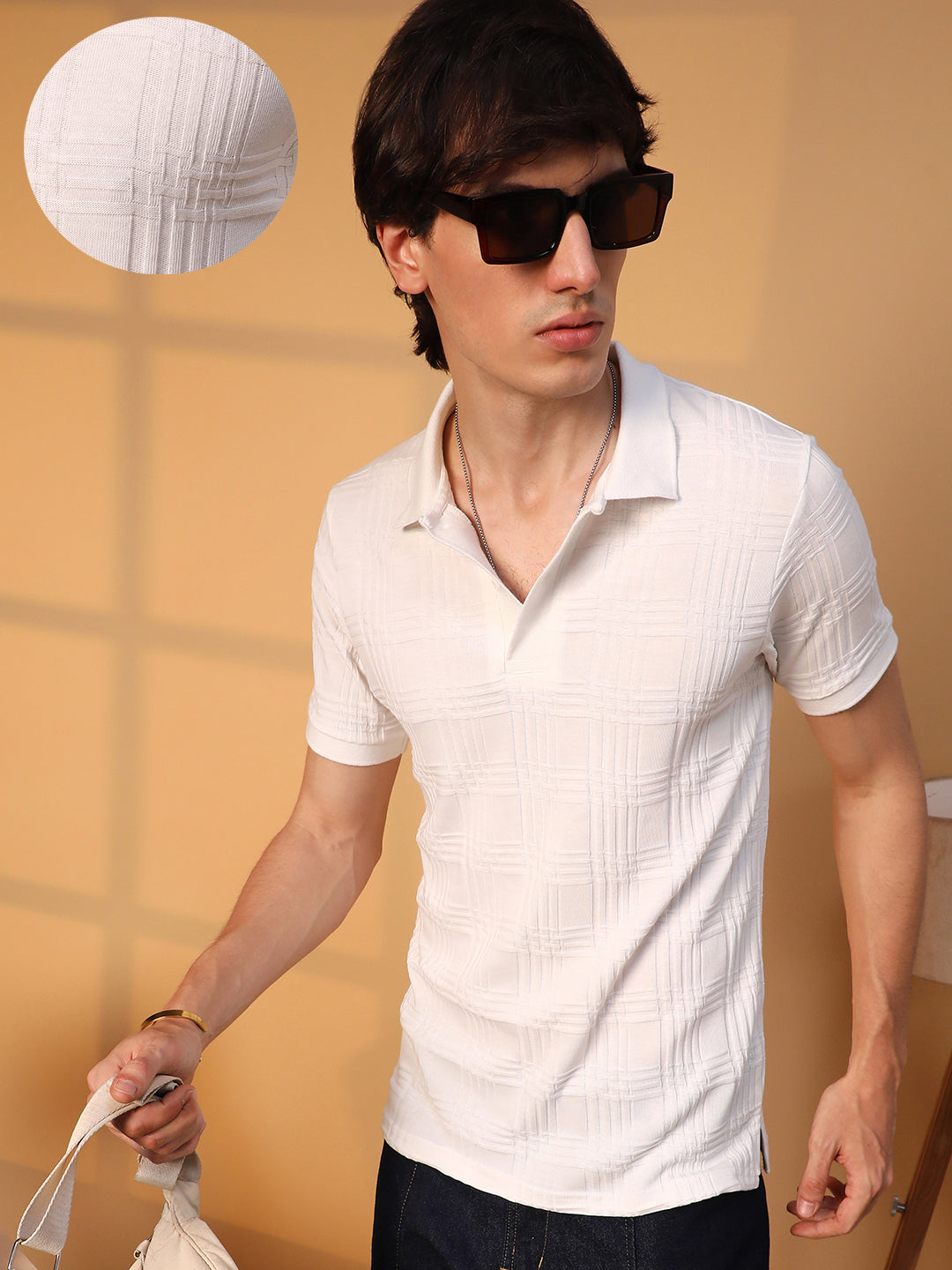 Intertwine-Textured Polo T-Shirt