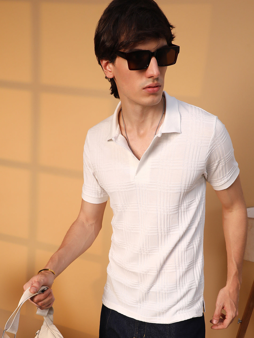 Intertwine-Textured Polo T-Shirt