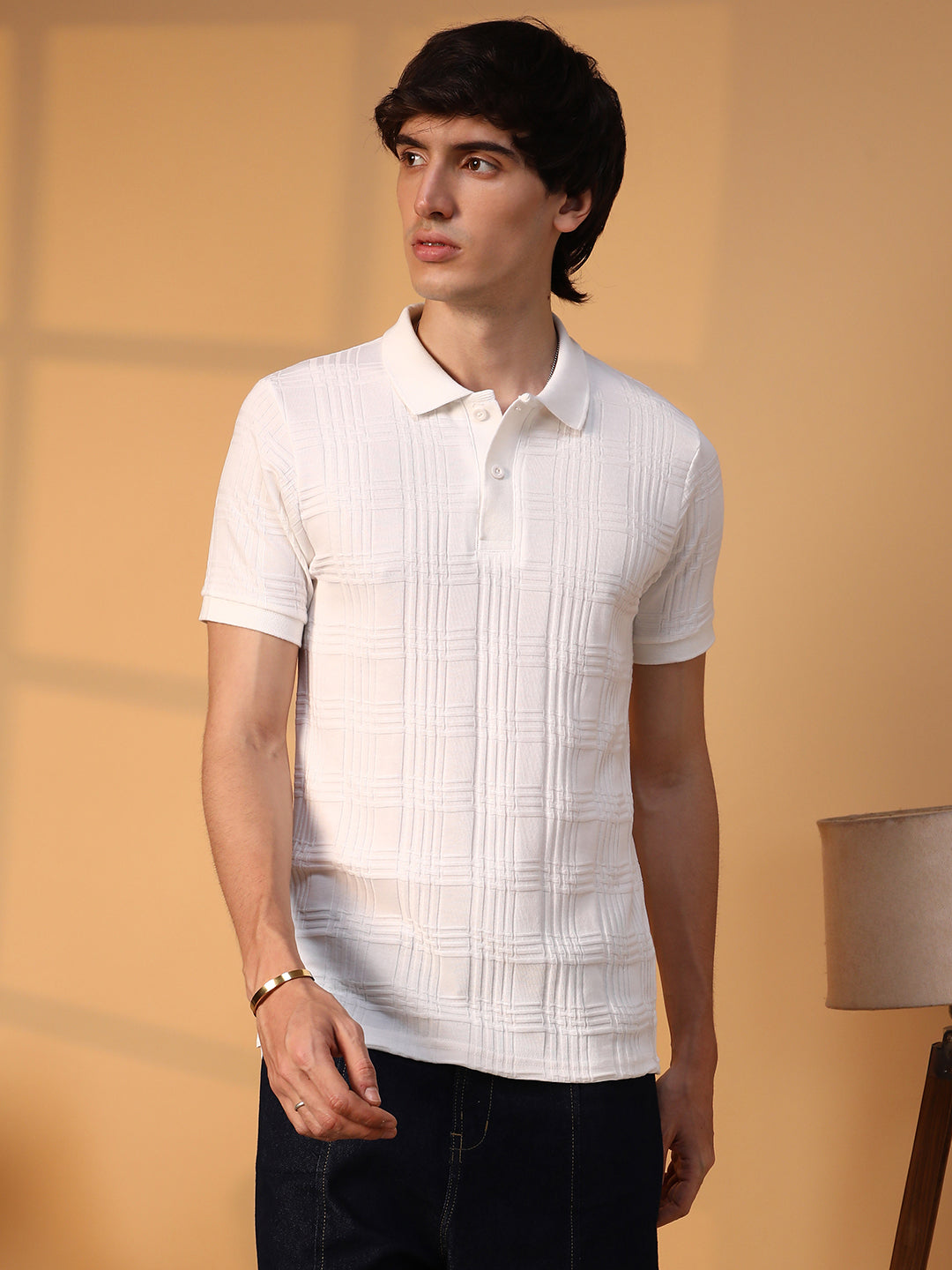 Intertwine-Textured Polo T-Shirt