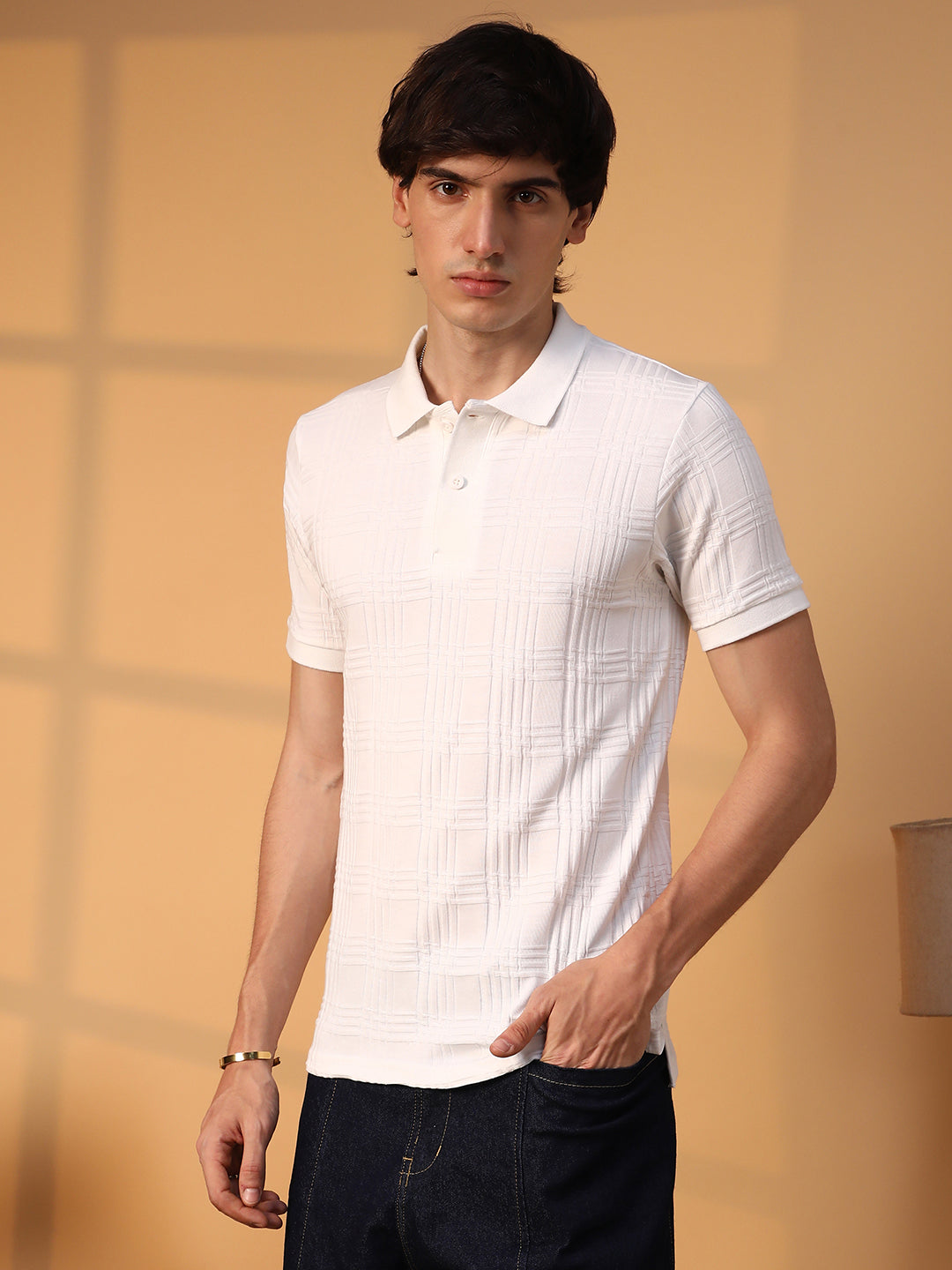 Intertwine-Textured Polo T-Shirt