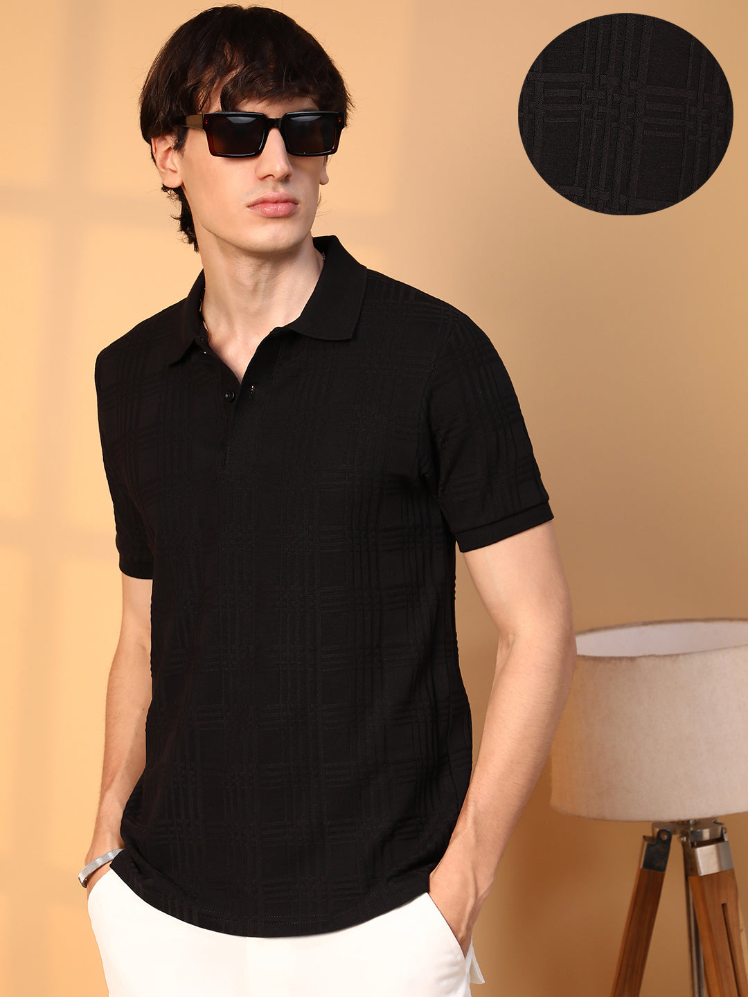 Intertwine-Textured Polo T-Shirt