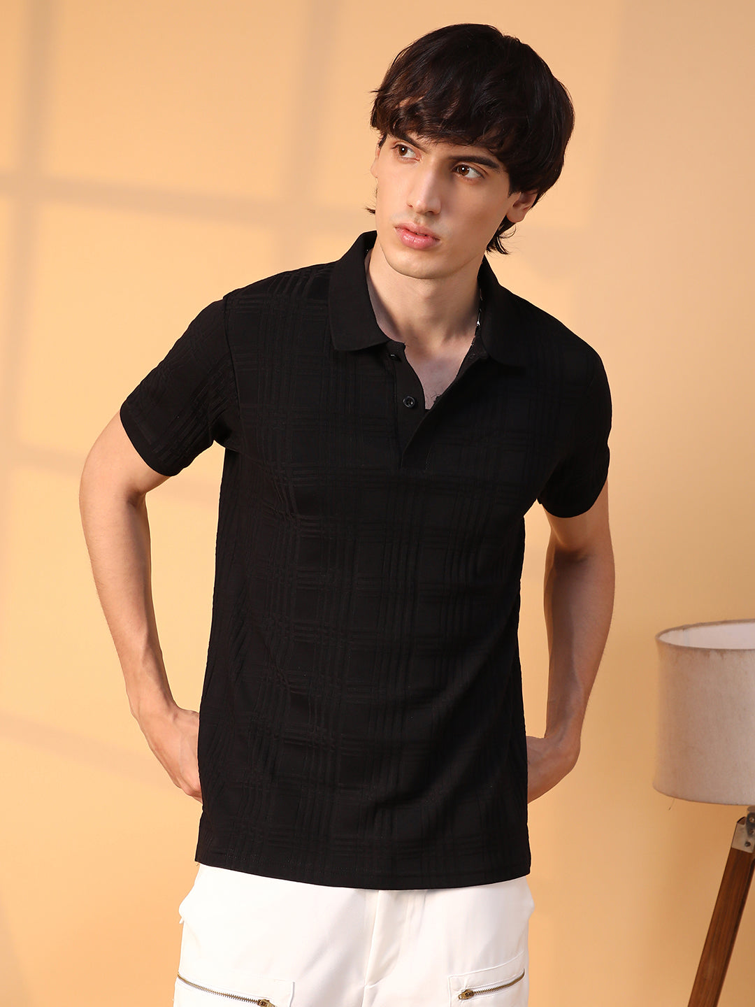 Intertwine-Textured Polo T-Shirt