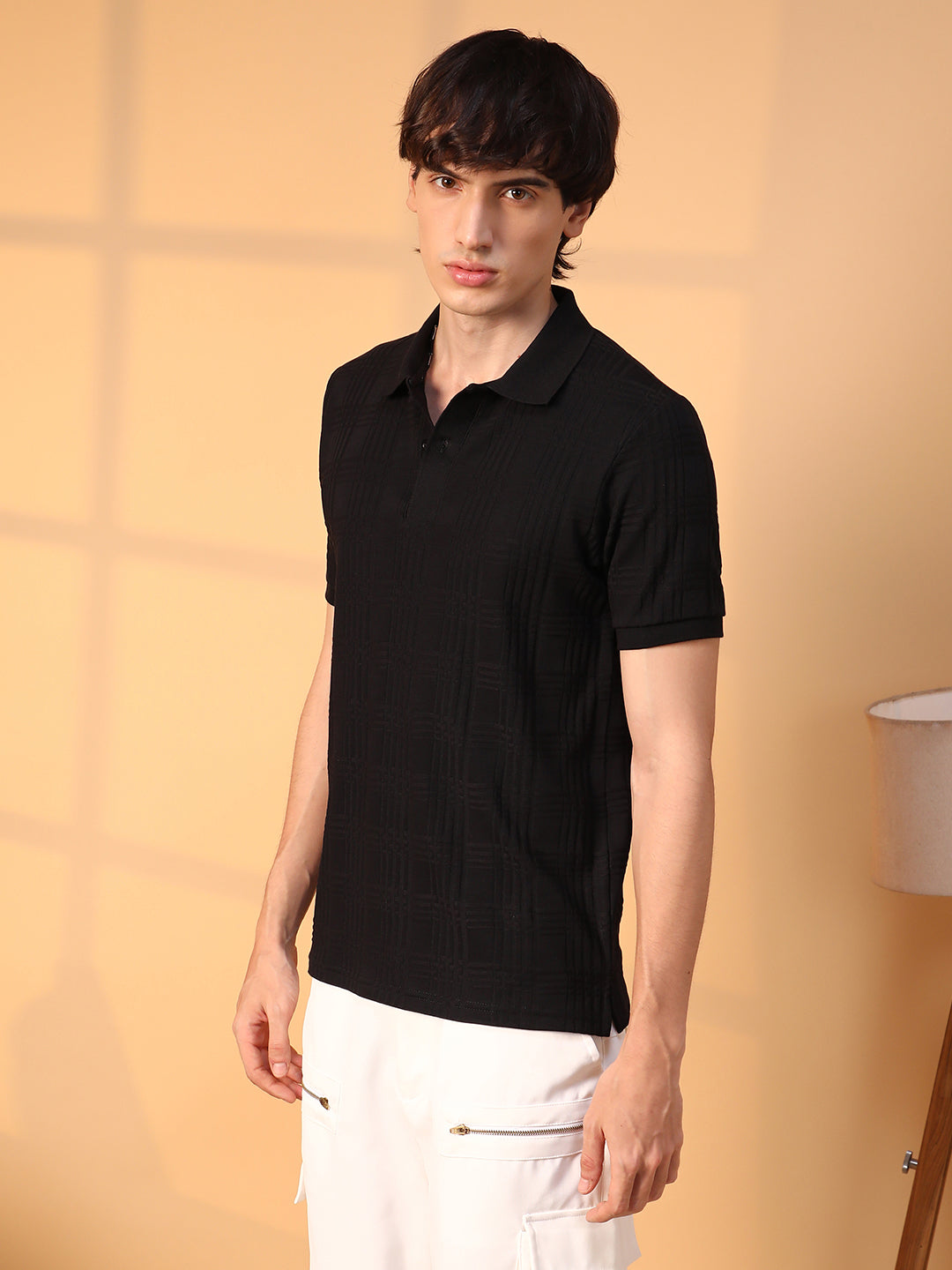 Intertwine-Textured Polo T-Shirt