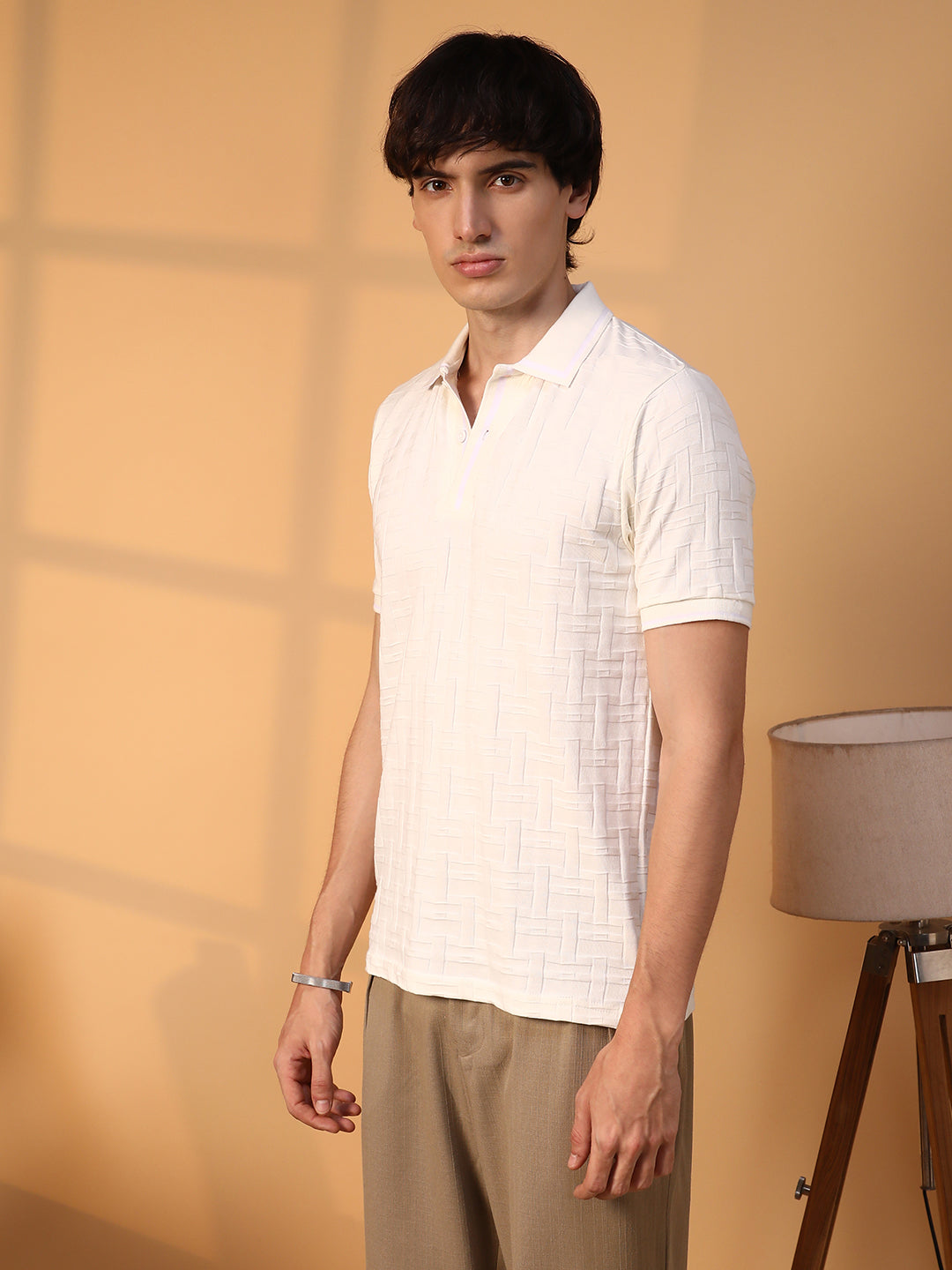 Weave-Textured Polo T-Shirt