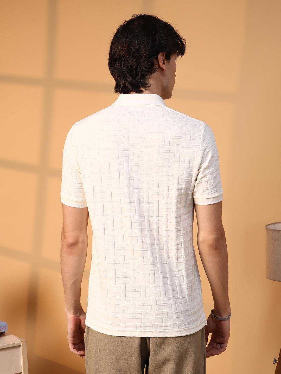 Weave-Textured Polo T-Shirt