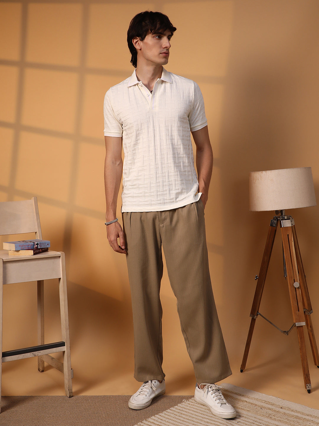 Weave-Textured Polo T-Shirt