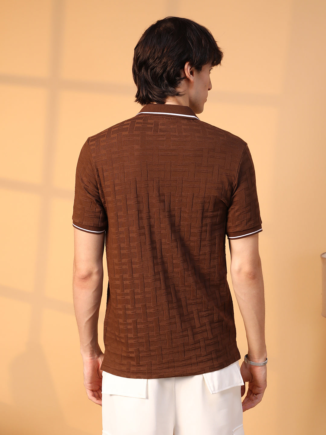 Weave-Textured Polo T-Shirt