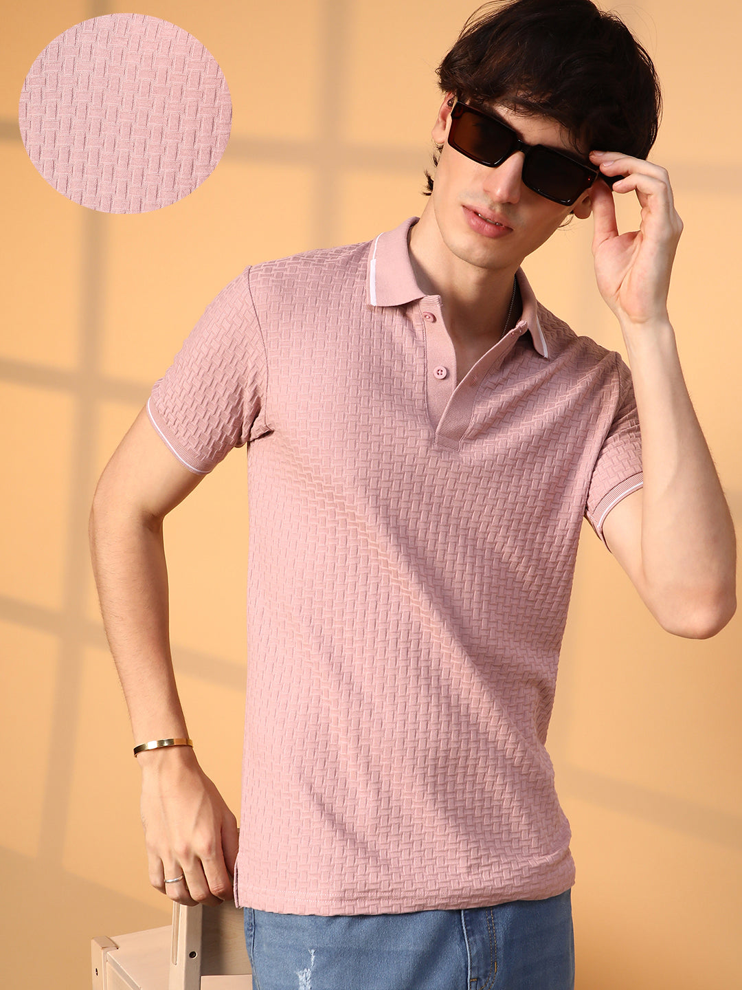 Interweave-Textured Polo T-Shirt