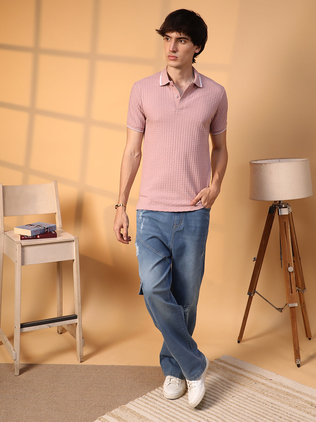 Interweave-Textured Polo T-Shirt