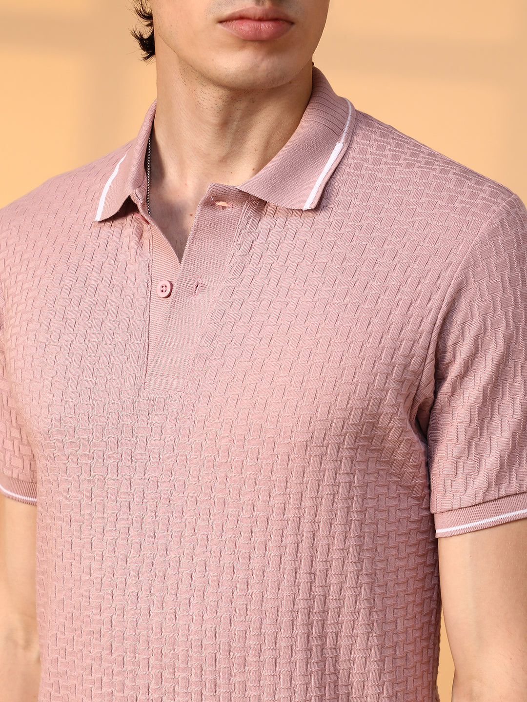 Interweave-Textured Polo T-Shirt