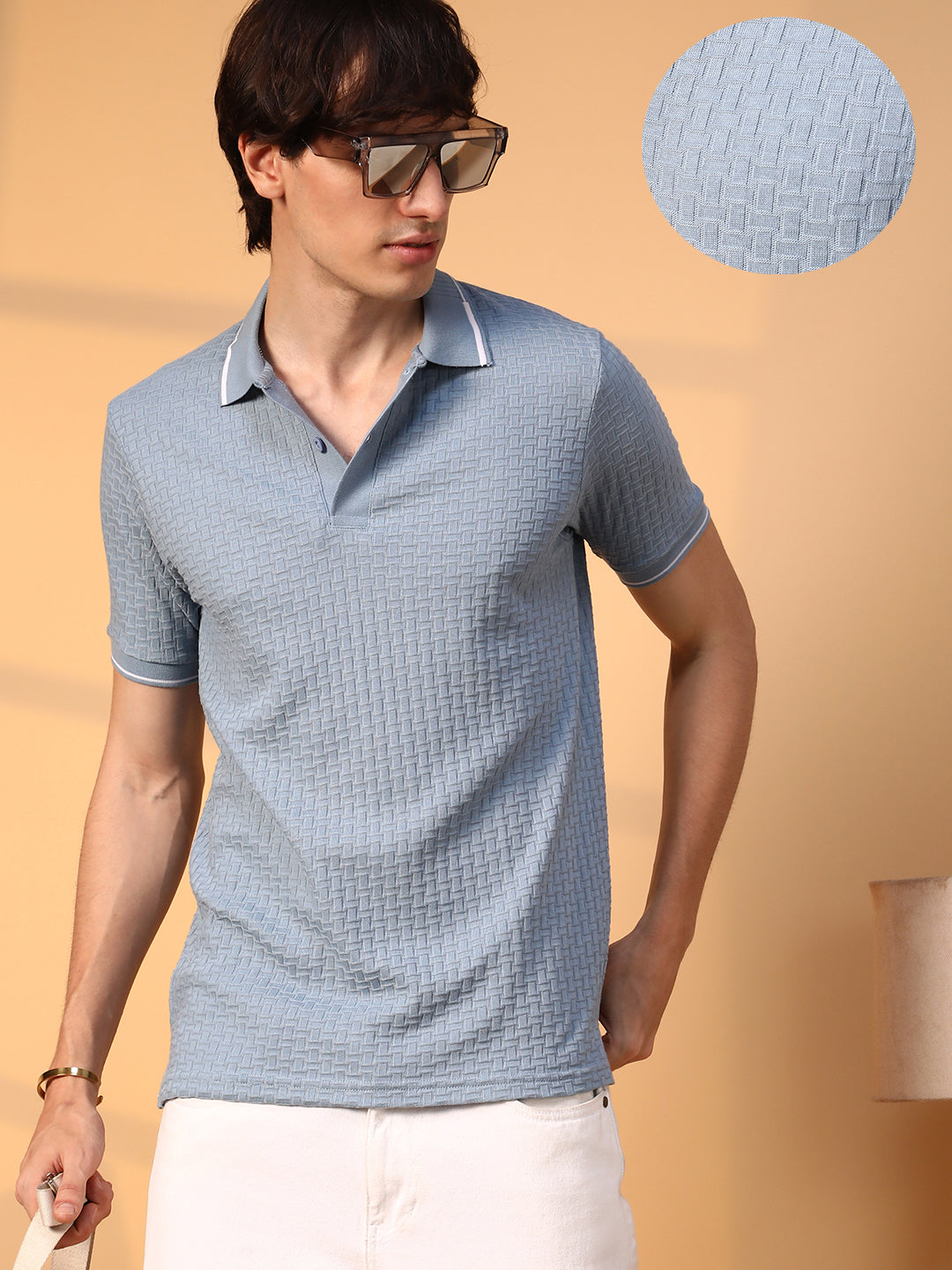 Interweave-Textured Polo T-Shirt