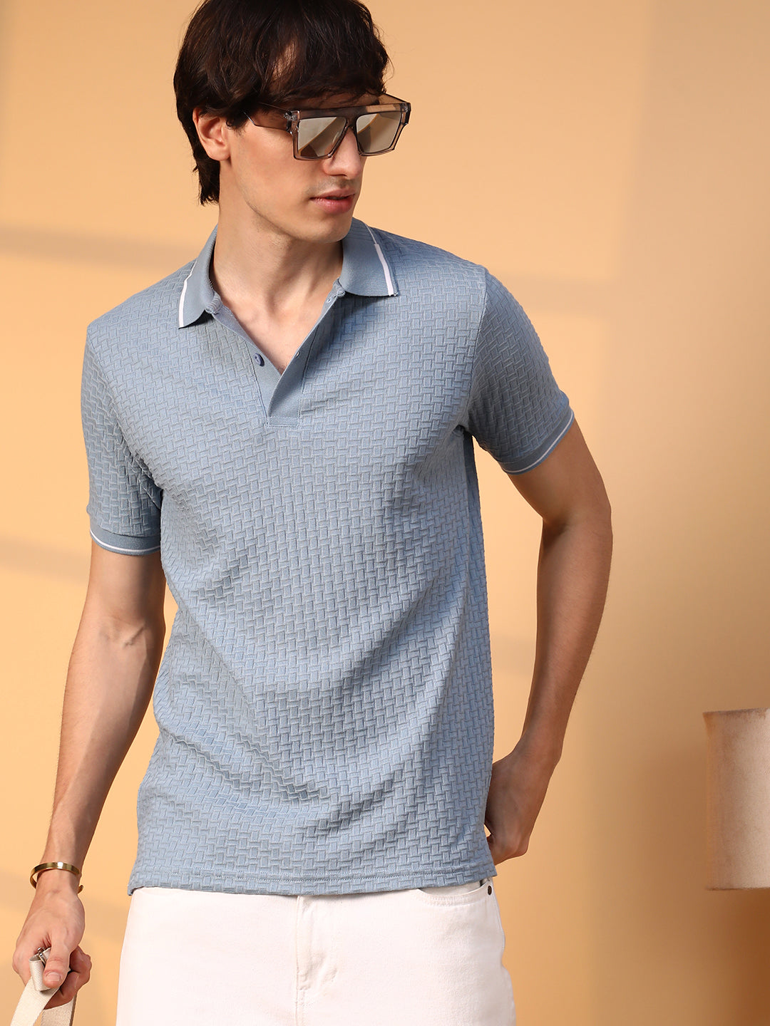 Interweave-Textured Polo T-Shirt