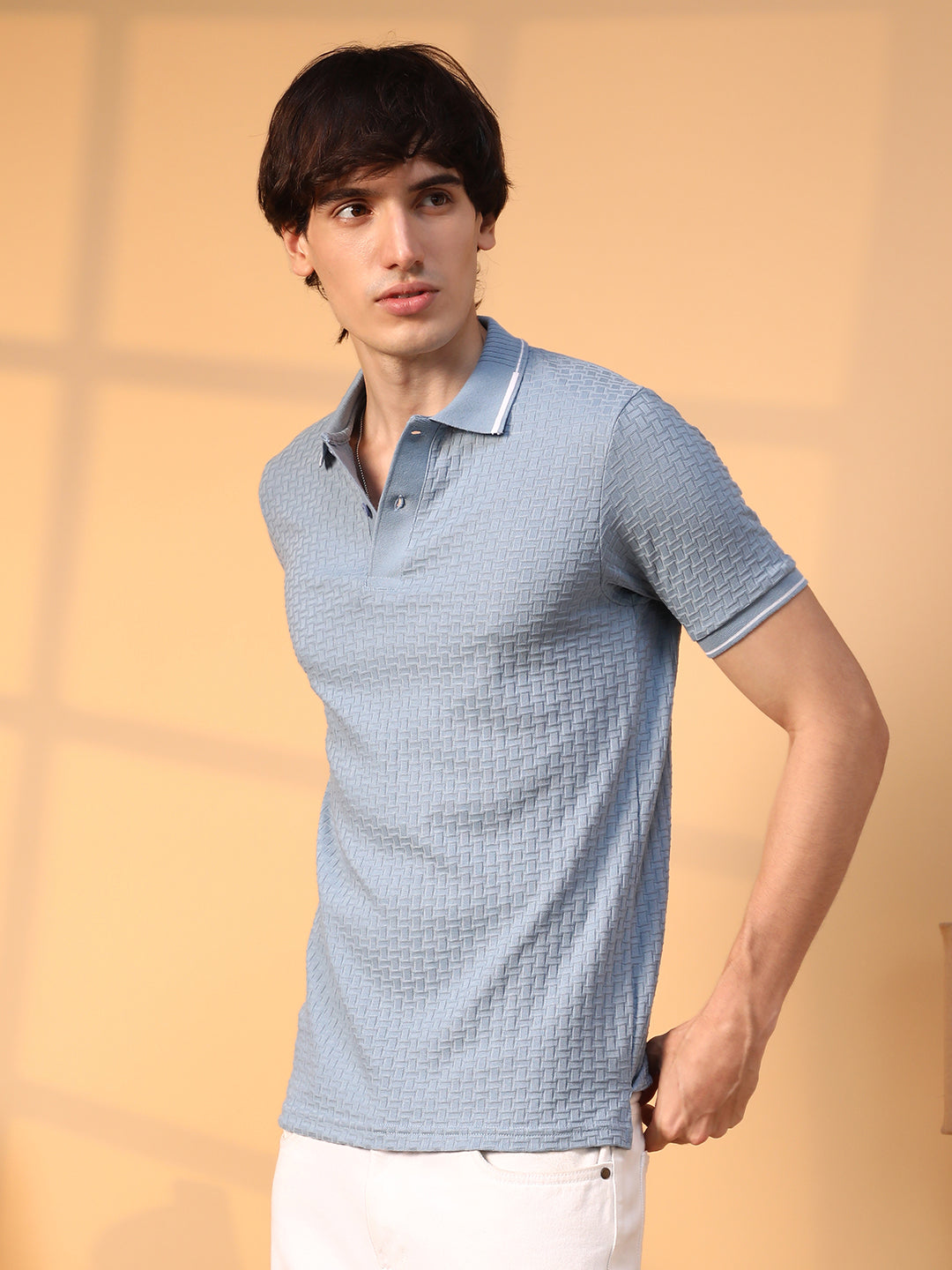 Interweave-Textured Polo T-Shirt