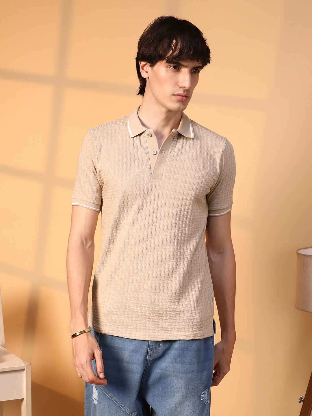 Interweave-Textured Polo T-Shirt