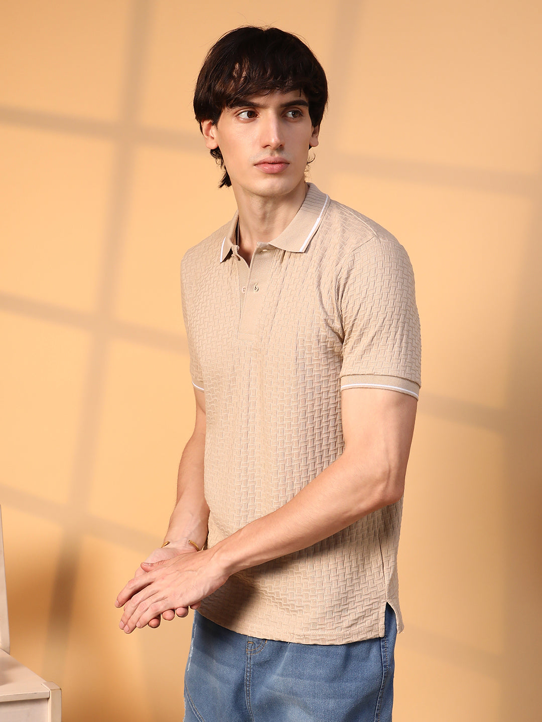 Interweave-Textured Polo T-Shirt