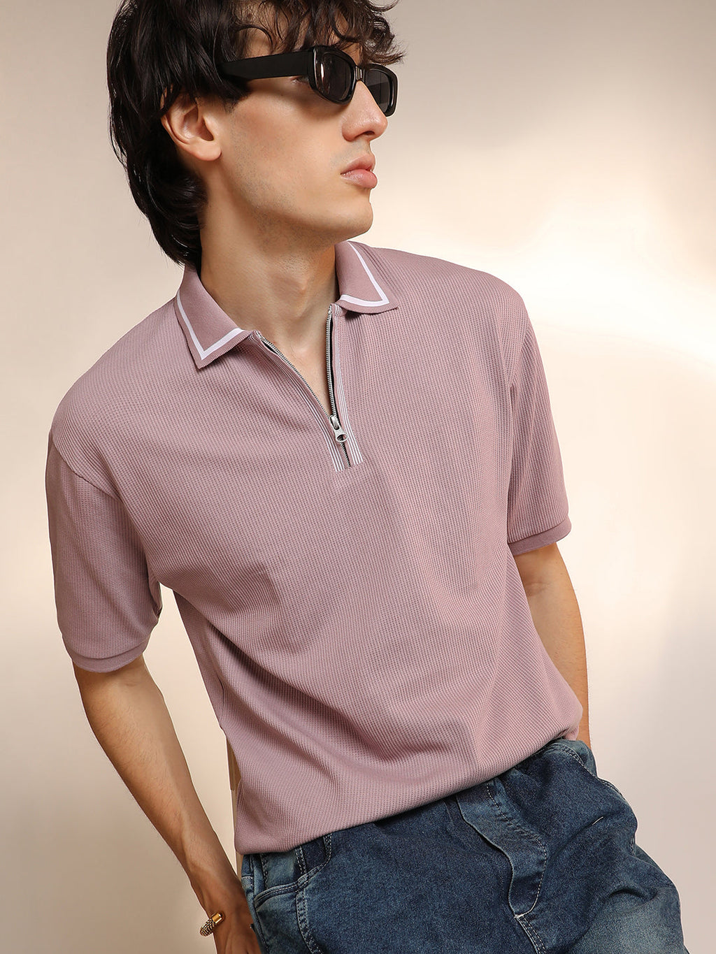 Micro-Waffle Polo T-Shirt