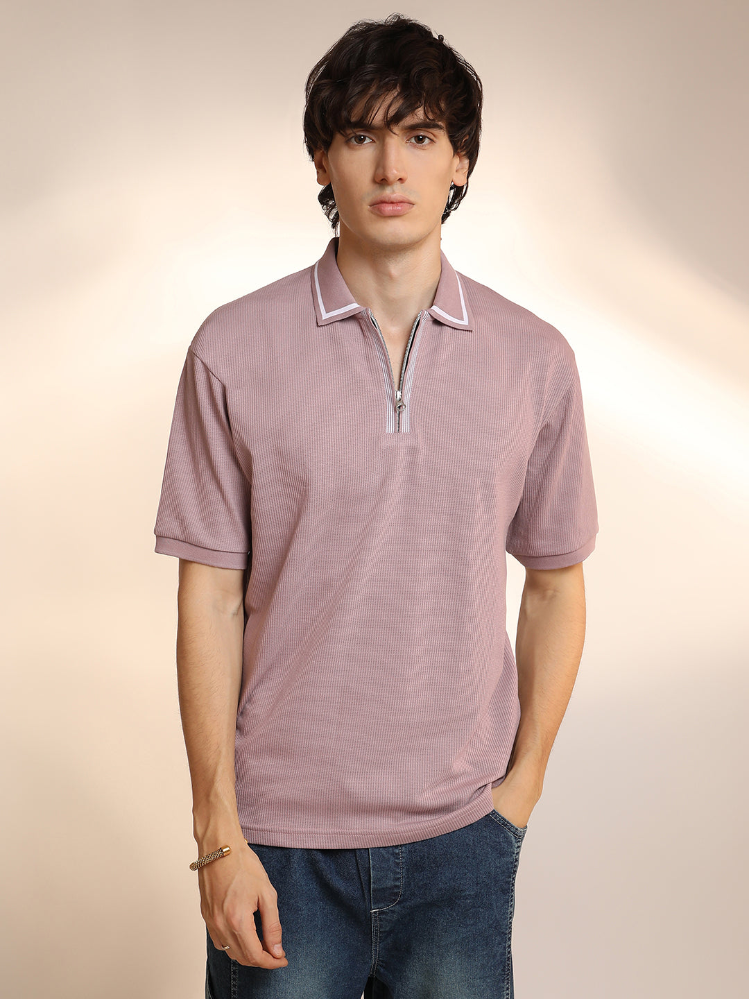 Micro-Waffle Polo T-Shirt