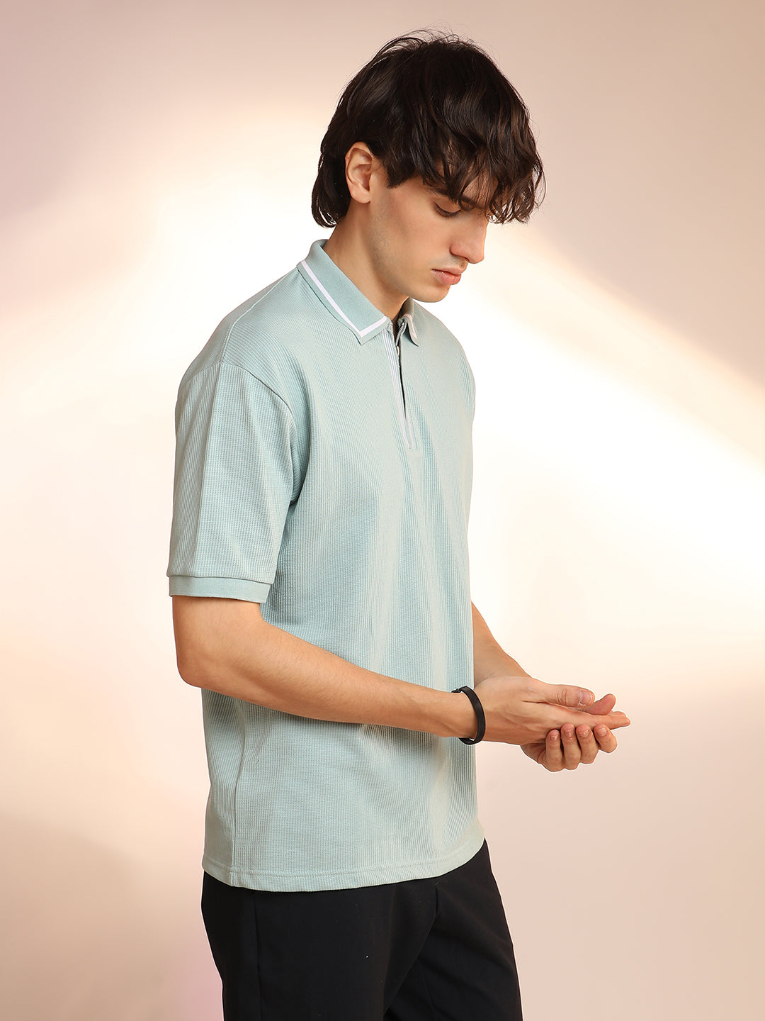 Micro-Waffle Polo T-Shirt