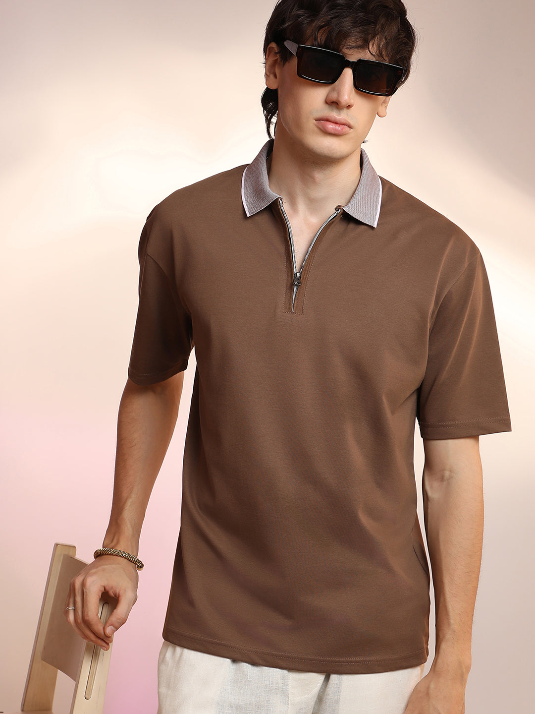 Solid Oversized Polo T-Shirt