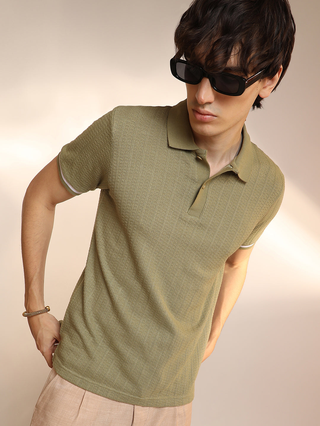 Textured Polo T-Shirt