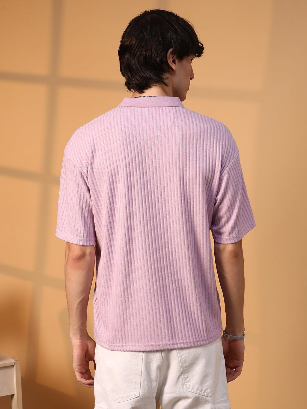 Ribbed Oversized Polo T-Shirt