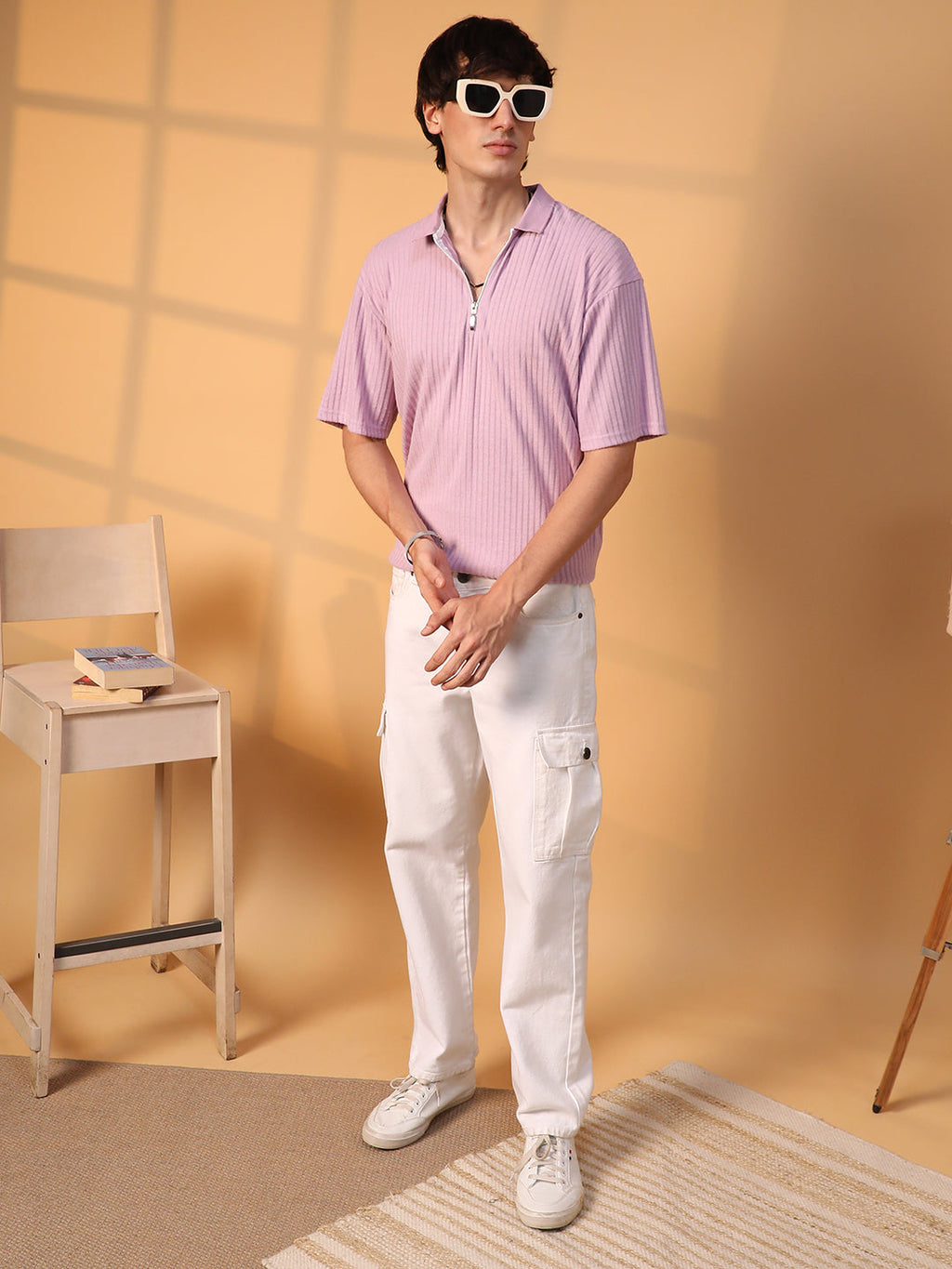 Ribbed Oversized Polo T-Shirt