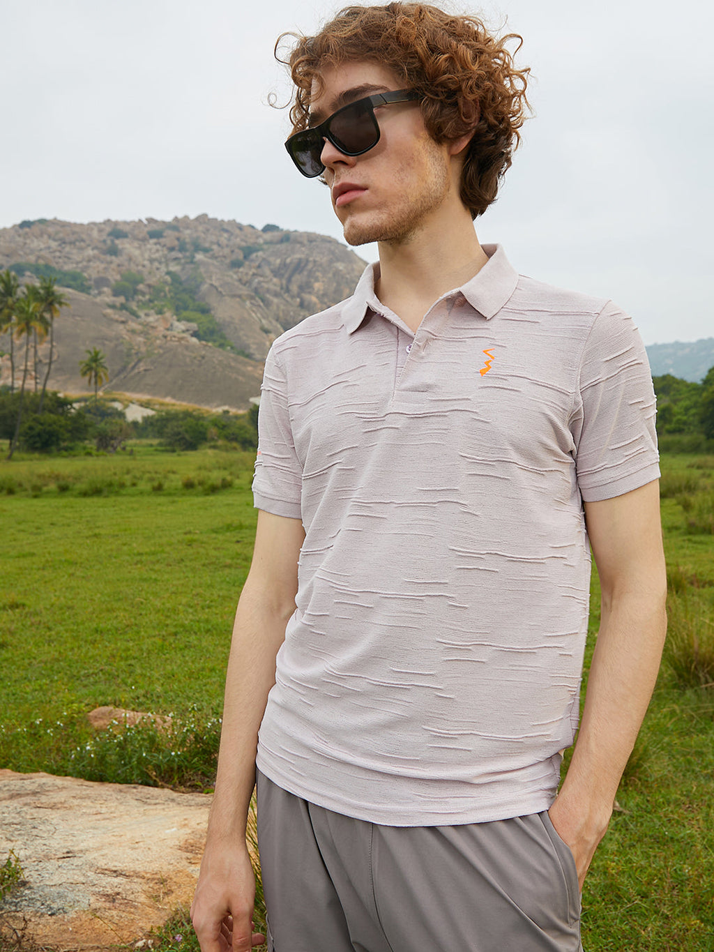 Solid Creased Polo T-Shirt