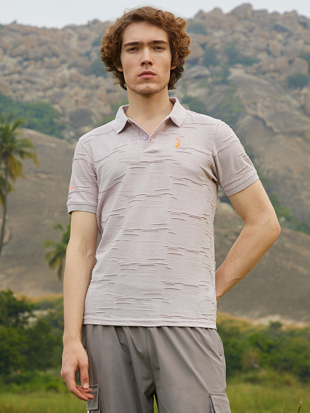 Solid Creased Polo T-Shirt