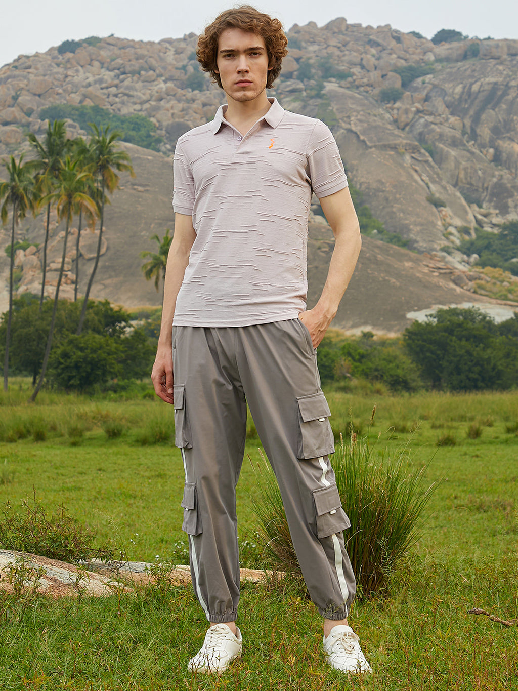 Solid Creased Polo T-Shirt