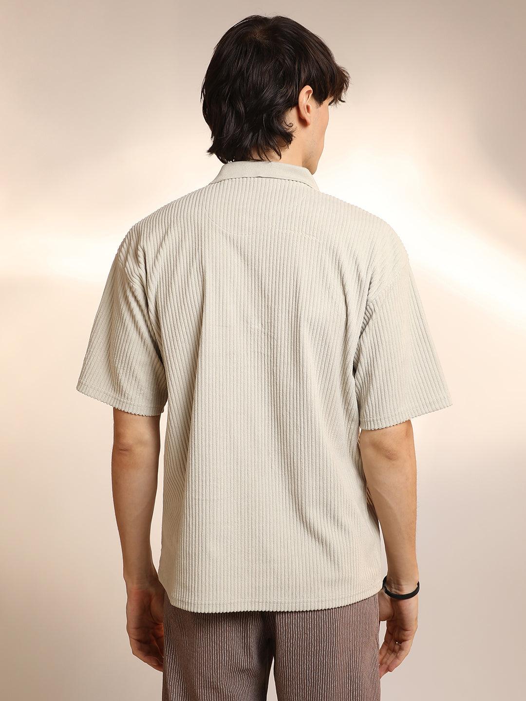 Ribbed Oversized Polo T-Shirt