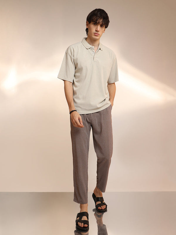 Ribbed Oversized Polo T-Shirt