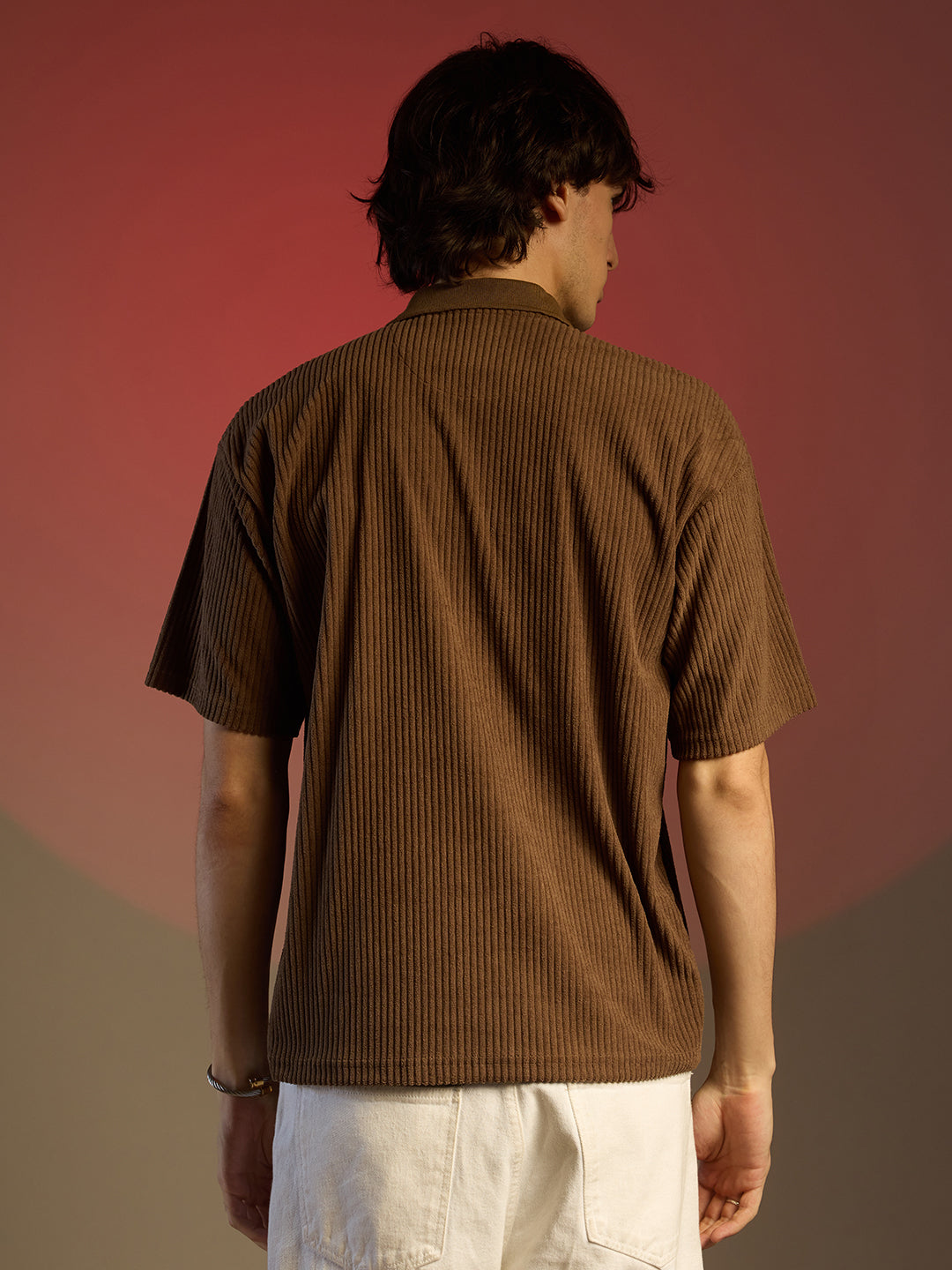 Ribbed Oversized Polo T-Shirt