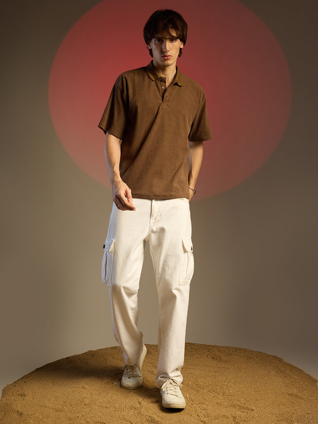 Ribbed Oversized Polo T-Shirt