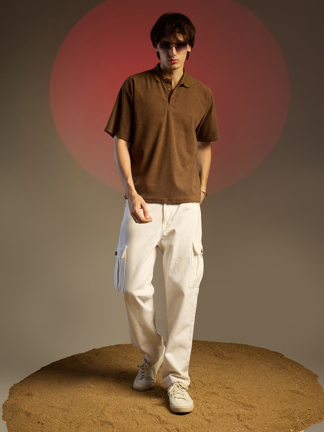 Ribbed Oversized Polo T-Shirt