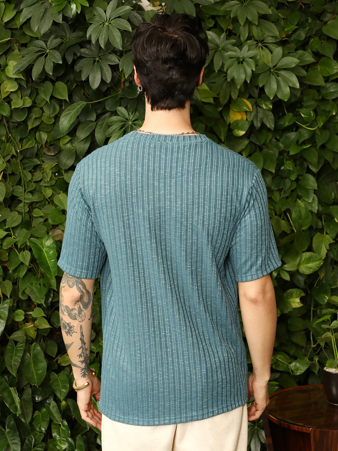 Sugarcane-Ribbed Oversized T-Shirt