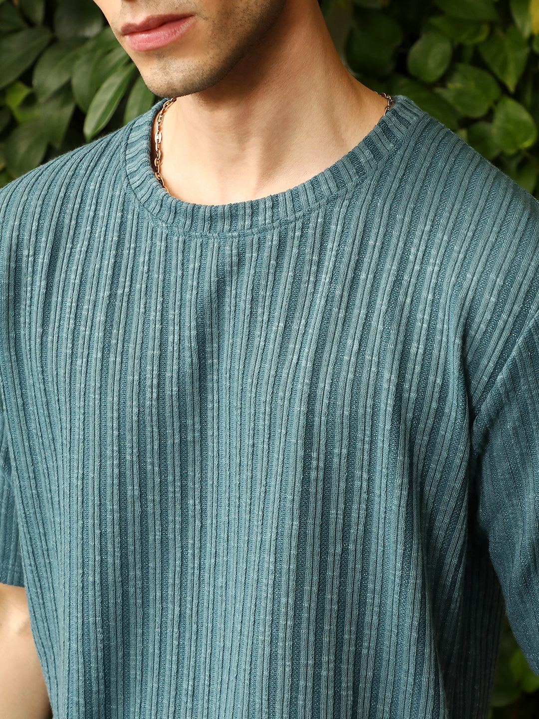 Sugarcane-Ribbed Oversized T-Shirt