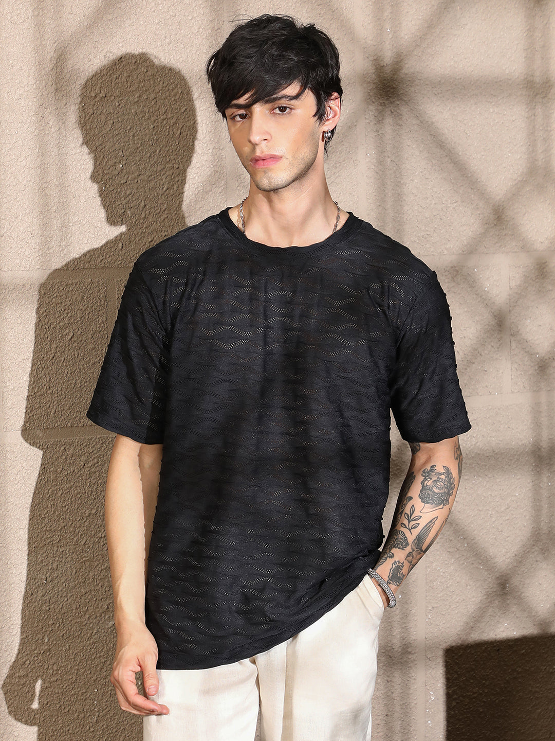 Wave-Tactile Oversized T-Shirt