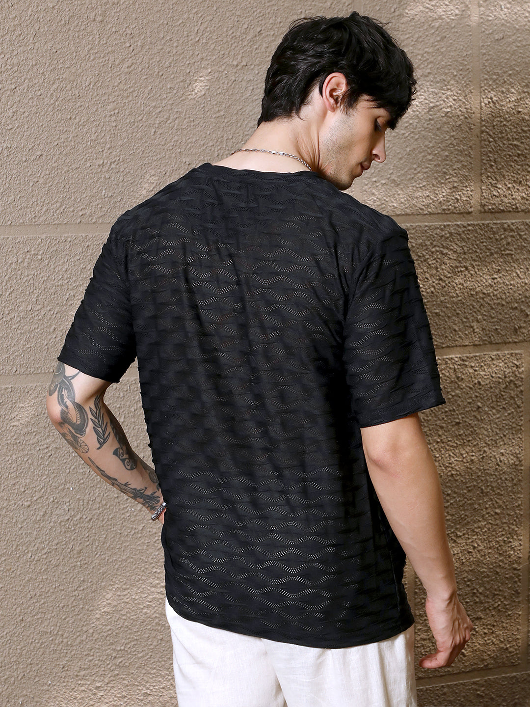 Wave-Tactile Oversized T-Shirt